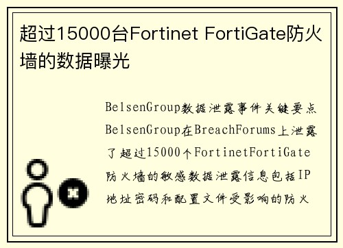 超过15000台Fortinet FortiGate防火墙的数据曝光 